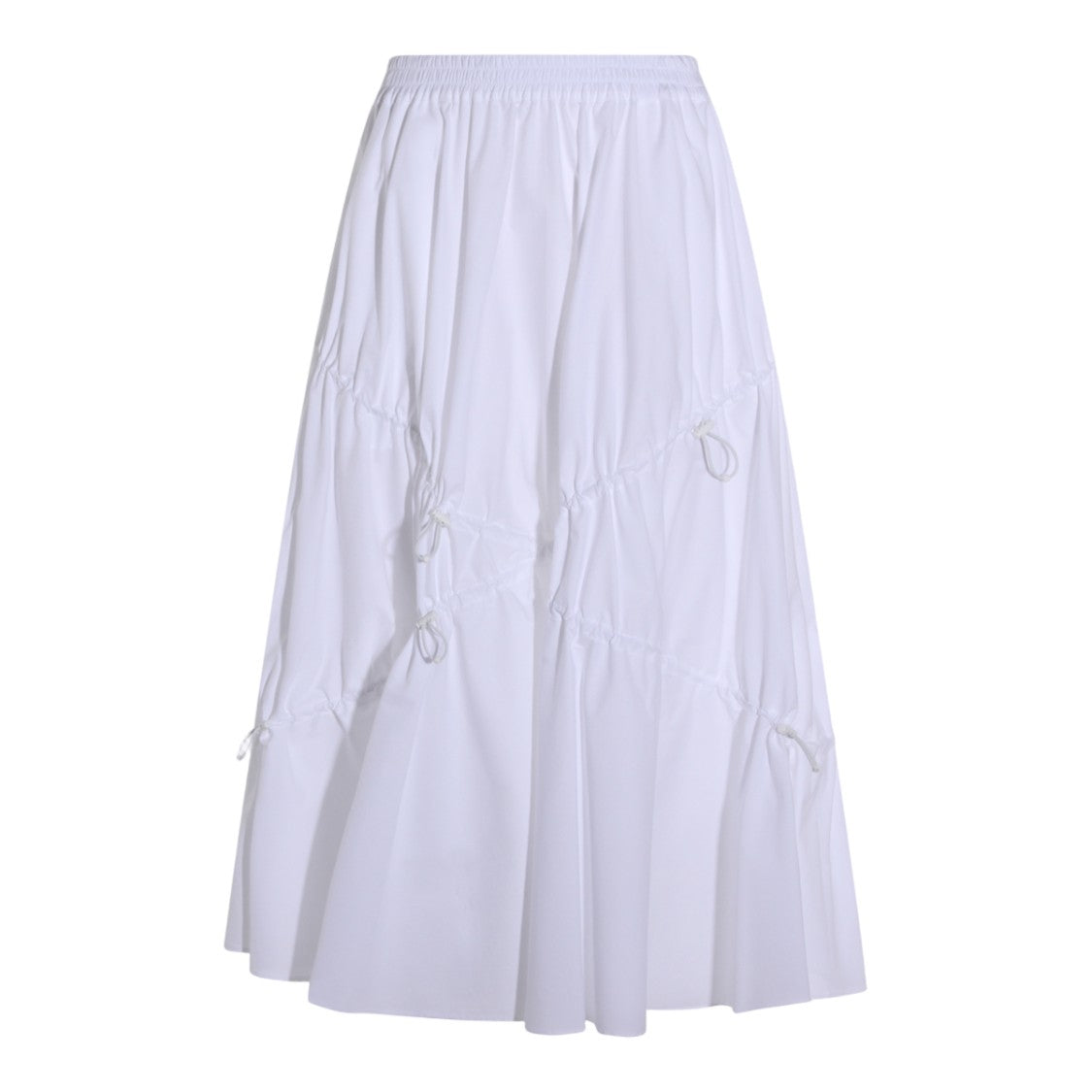 Moschino Flowing White Midi Skirt With Adjustable Drawstrings