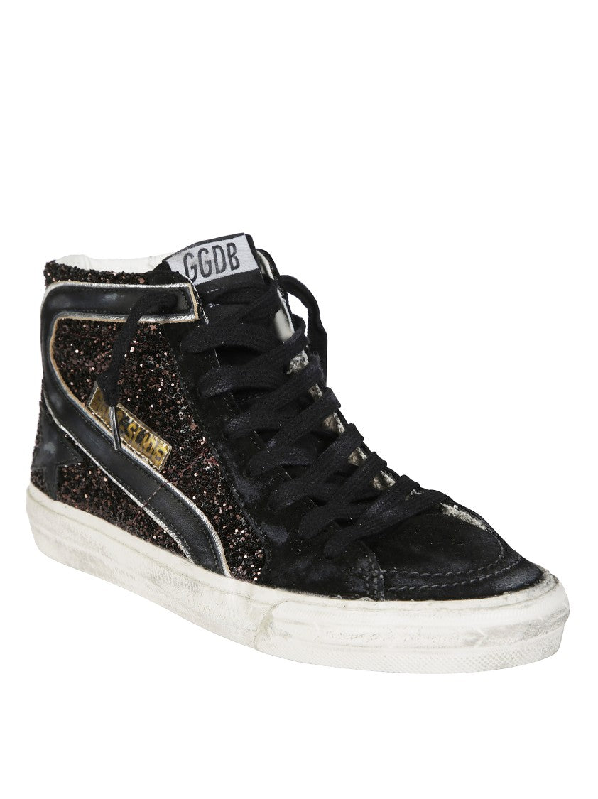 Golden Goose Slide Glitter Upper Suede Sneakers