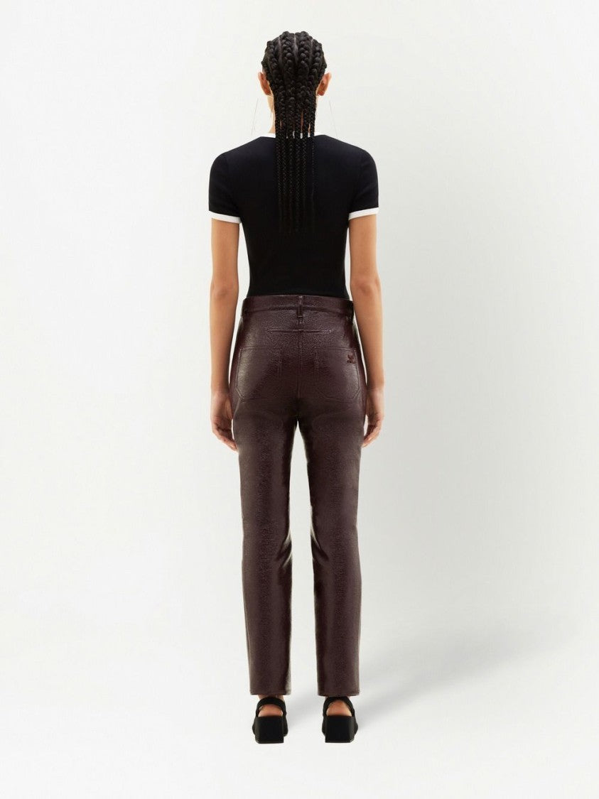 Courrèges Black Fitted Short-Sleeve Contrasting T-Shirt