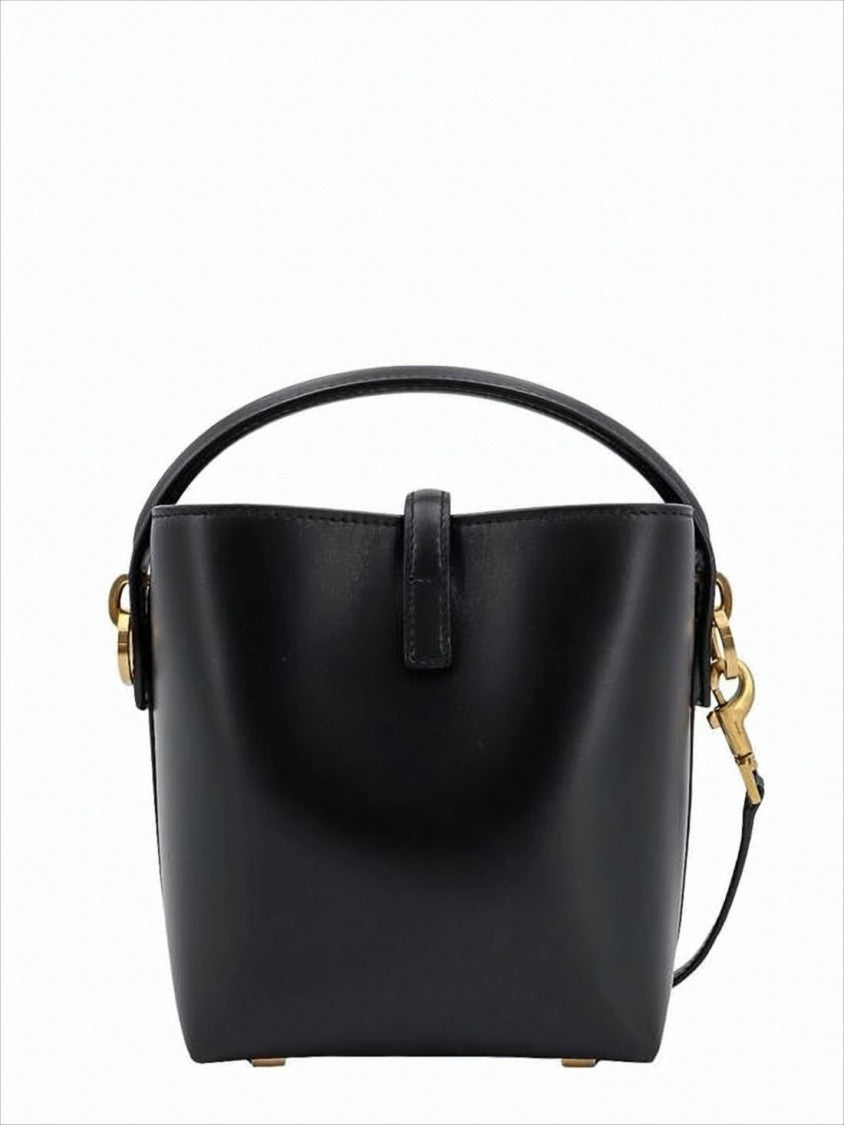 Saint Laurent Structured Black Lambskin Tote Bag