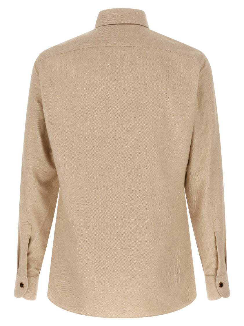 Borriello Cotton Flannel Shirt With Structured Collar