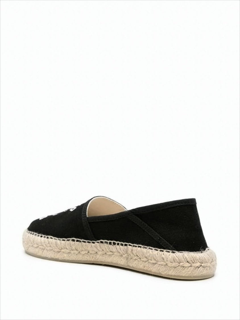 Kenzo Embroidered Black Cotton Slip-On Espadrille Sneakers