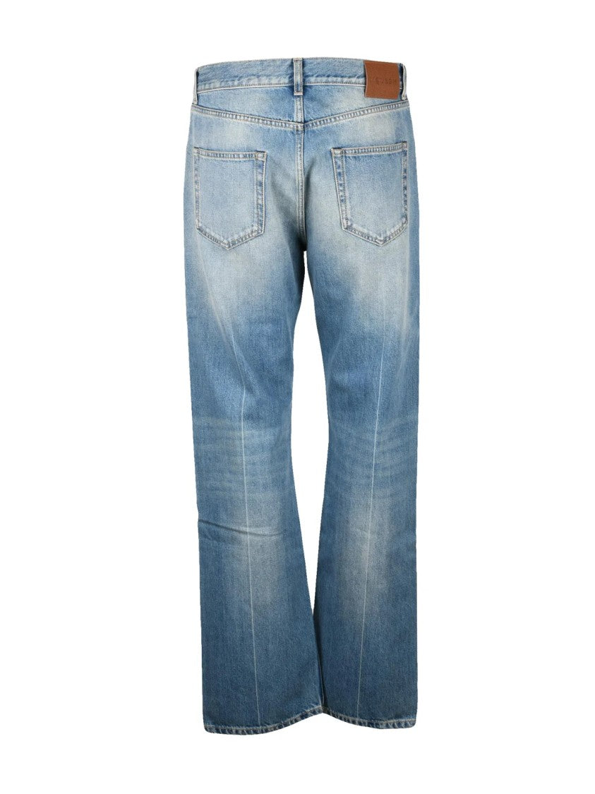 Alexander Mcqueen Blue Five-Pocket Straight-Leg Cotton Jeans