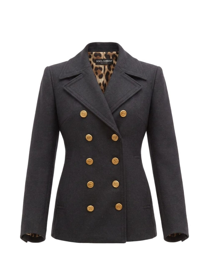 Dolce & Gabbana Tailored Gold Button Double-Breasted Peacoat