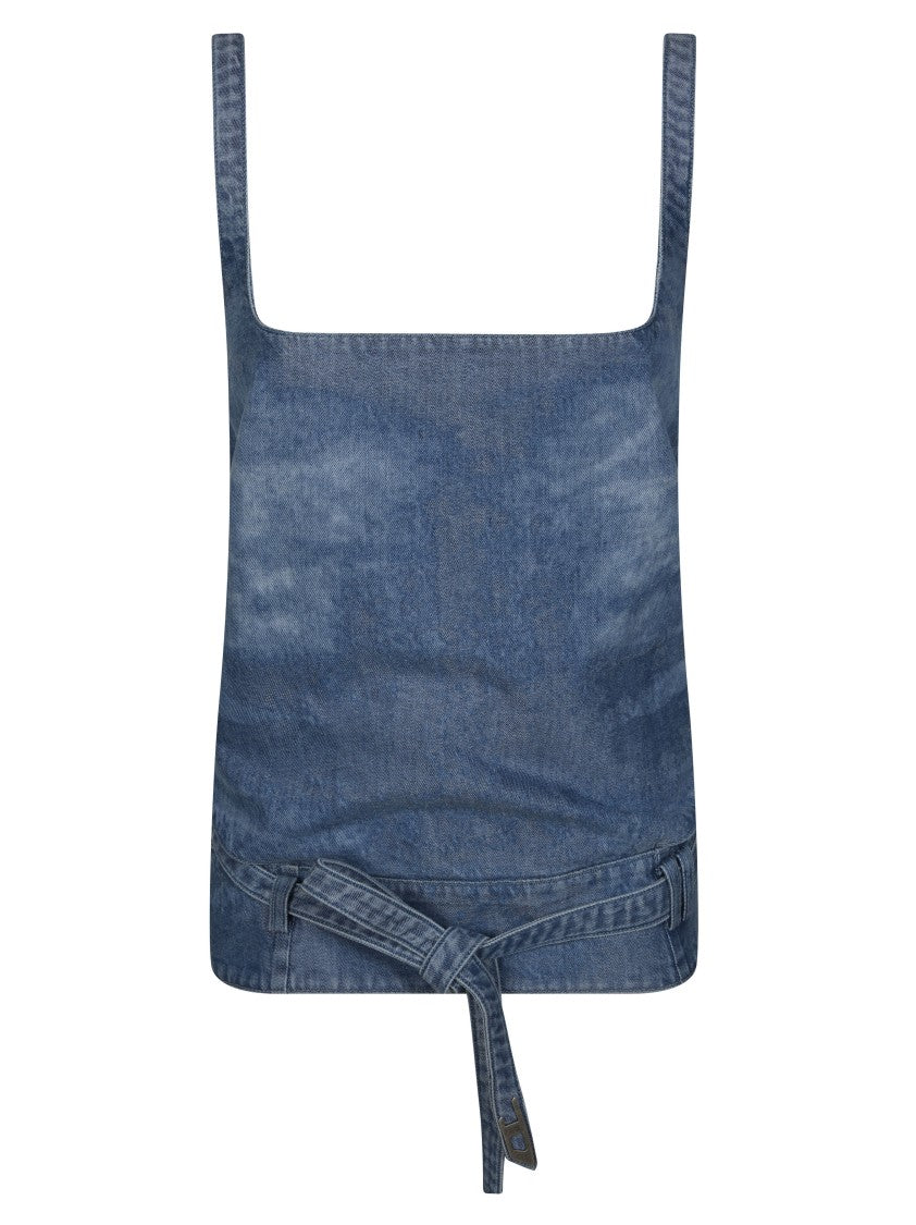 Diesel Classic Blue Square Neck Denim Top