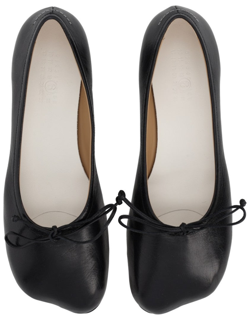 Mm6 By Maison Margiela Anatomical Toe Bow Detail Leather Ballerina Flats