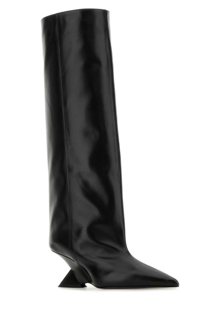 The Attico Black Leather Cheope Boots