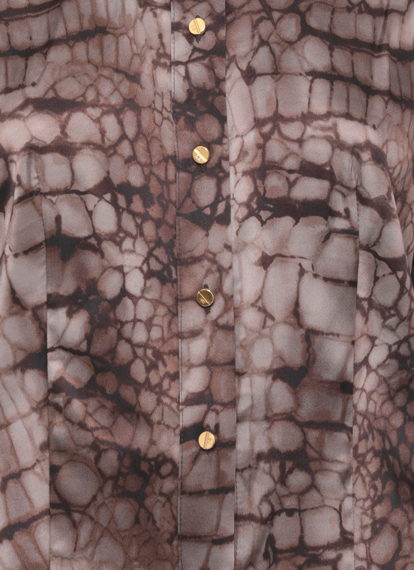 Elisabetta Franchi Brown Viscose Animalier Shirt