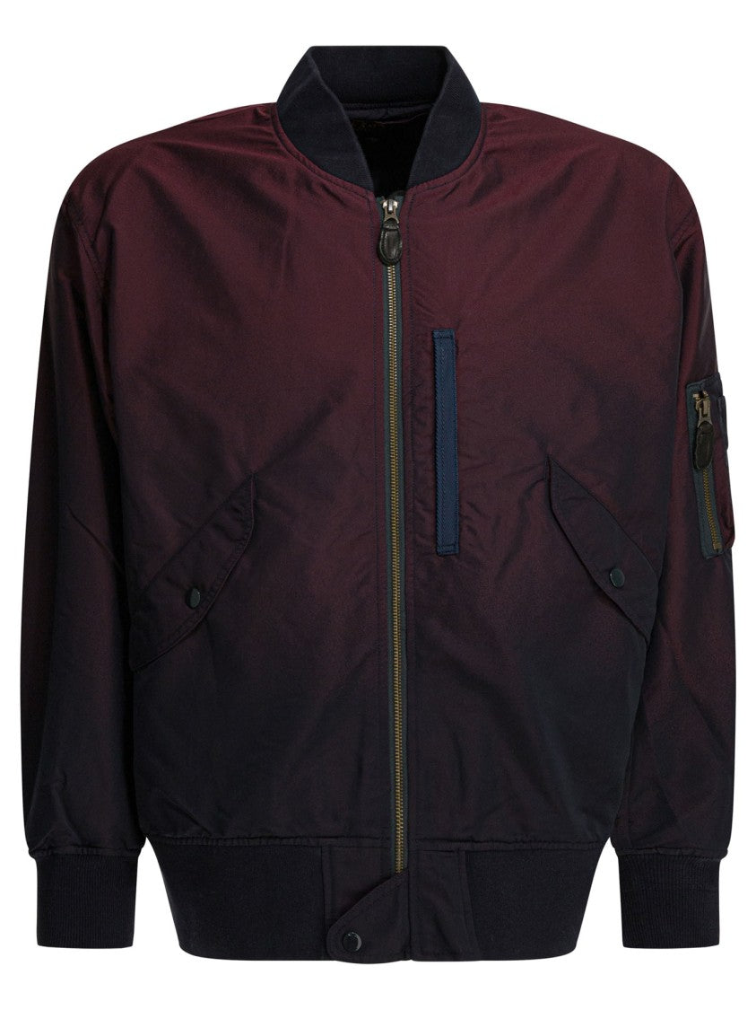 Beams Plus Gradient Bomber Jacket With Ribbed Details And Functional Pockets