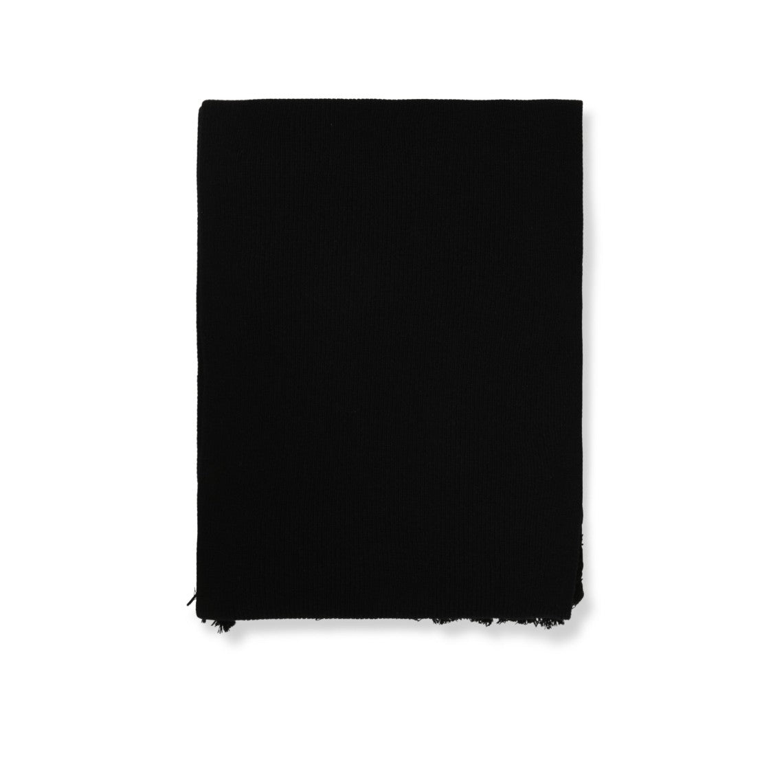 Mm6 By Maison Margiela Vertical Ribbed Black Scarf With Fringed Edges