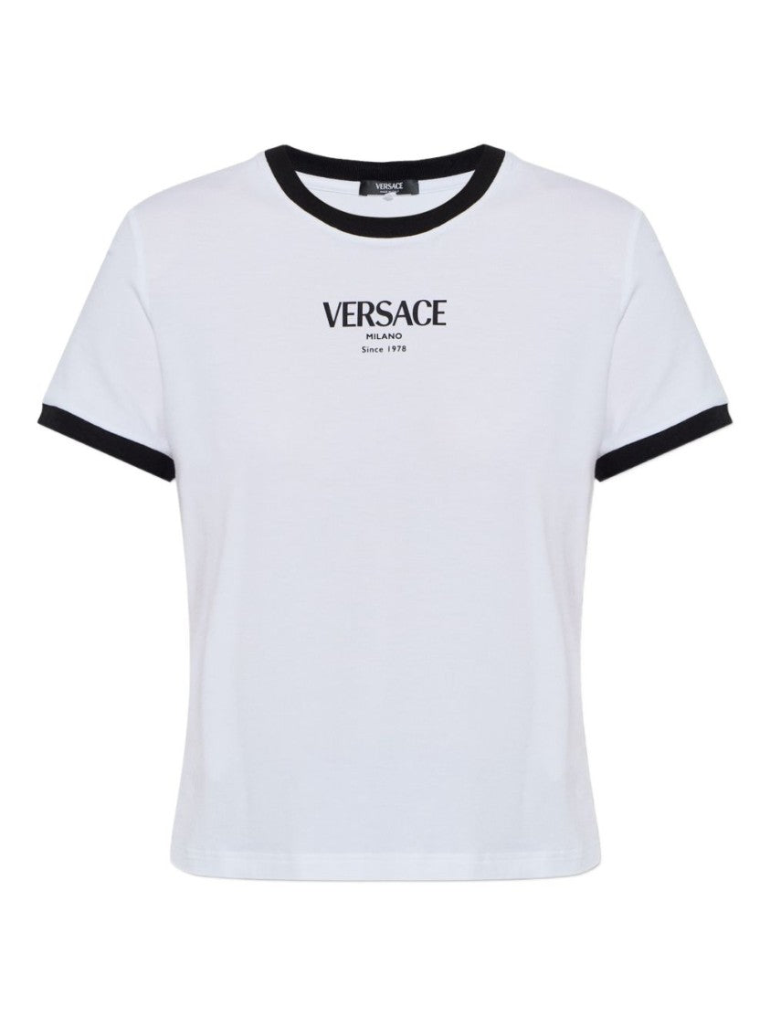 Versace White Silk And Nylon Ribbed Top