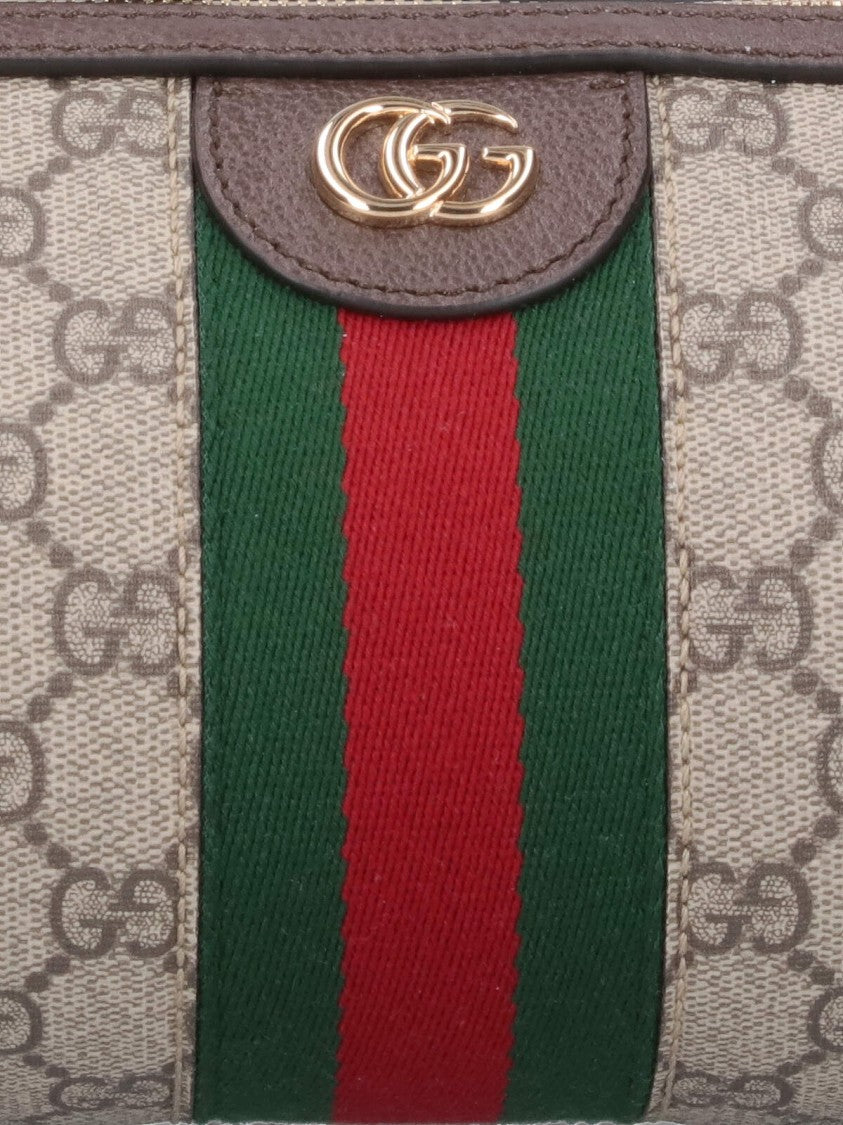 Gucci Beige Gg Supreme Canvas Shoulder Bag With Gold Accents