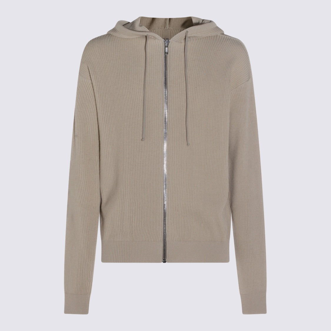 Rick Owens Sand Wool Hooded Zip Sweater