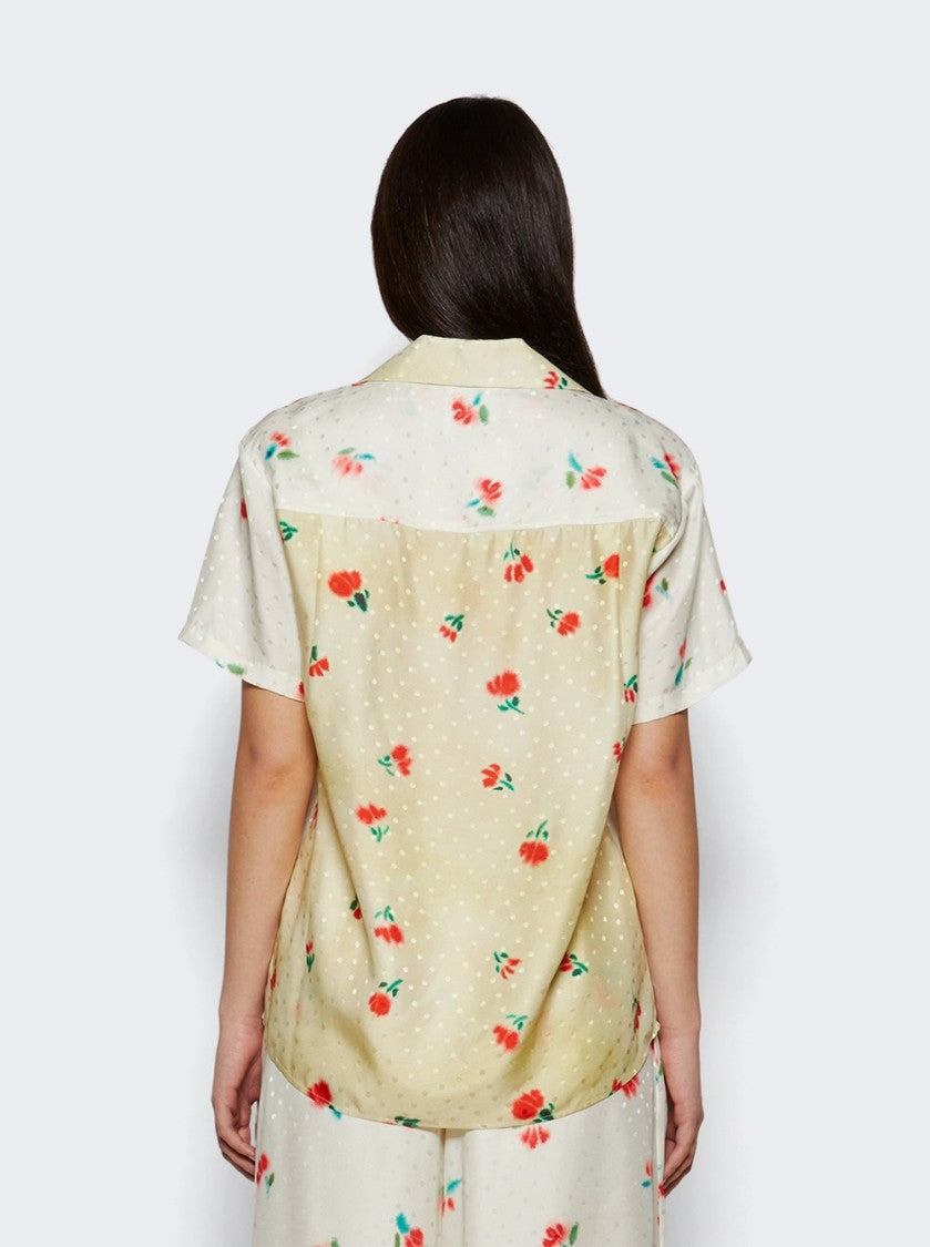 Rosie Assoulin Cabana Top In Tulip Jacquard White And Multicolor