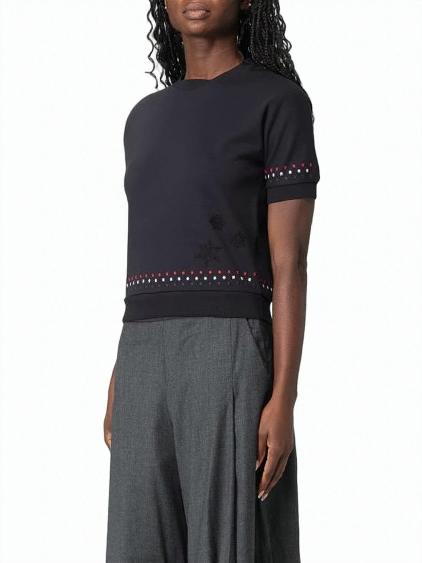 Thom Browne Short-Sleeved Fitted Top With Dotted Pattern