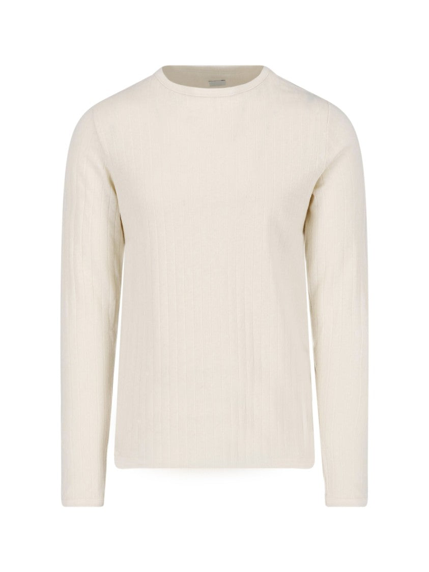 Paul Smith White Linen-Blend Long Sleeve Ribbed Knit Top