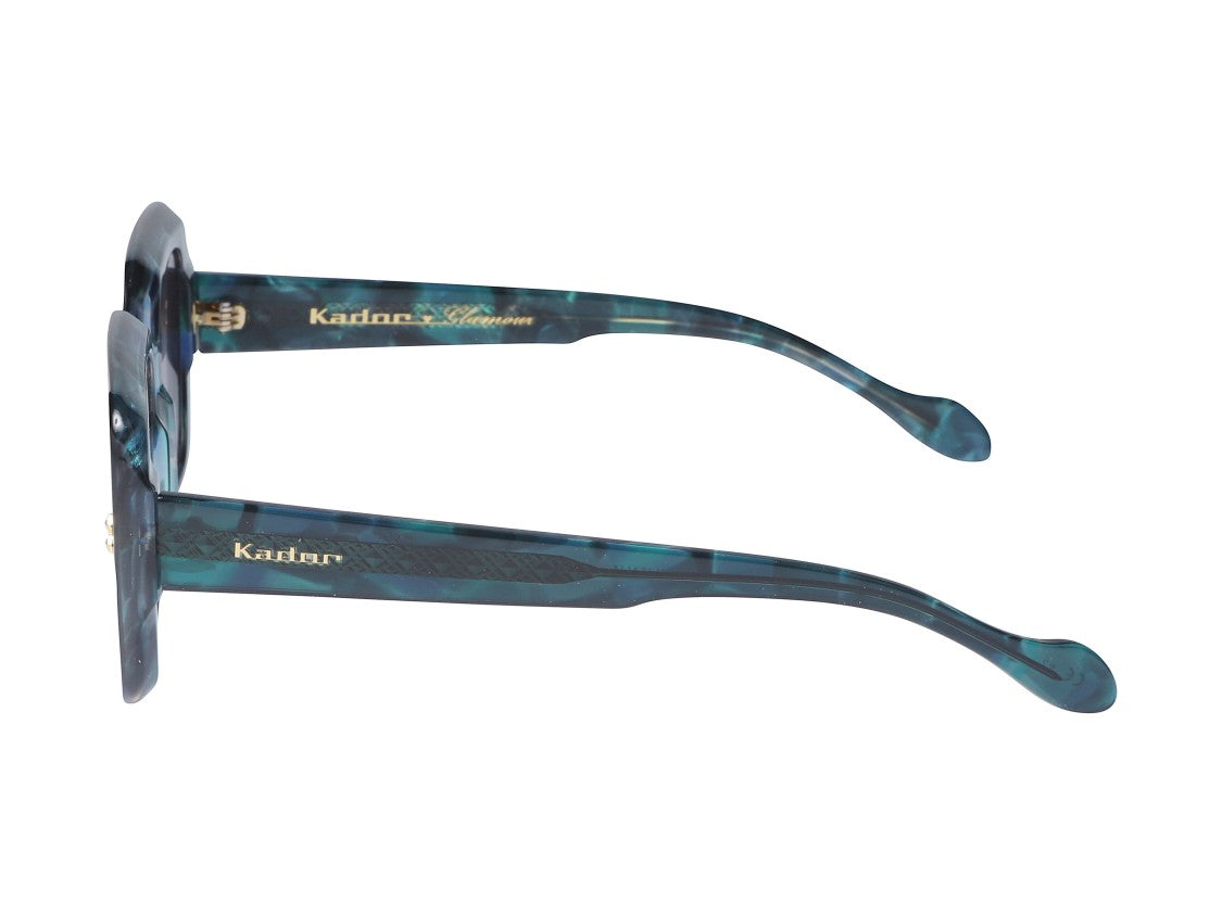 Kador Teal Kate Glamour Gold Marbled Oversized Square Sunglasses