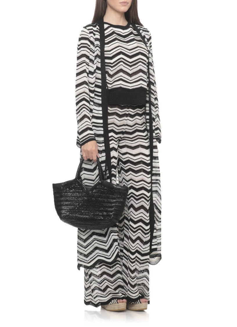 D. Exterior Black Chevron Lurex Cardigan