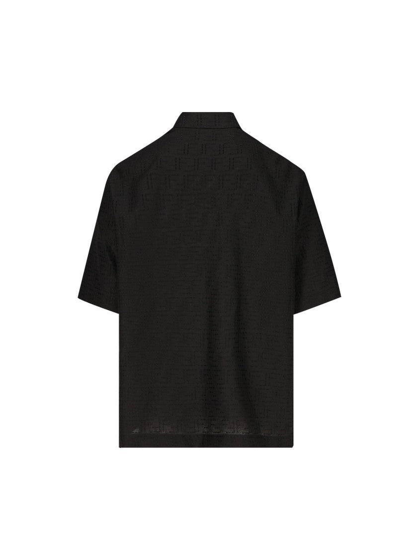 Fendi Minimalist Black Shirt With Structured Collar