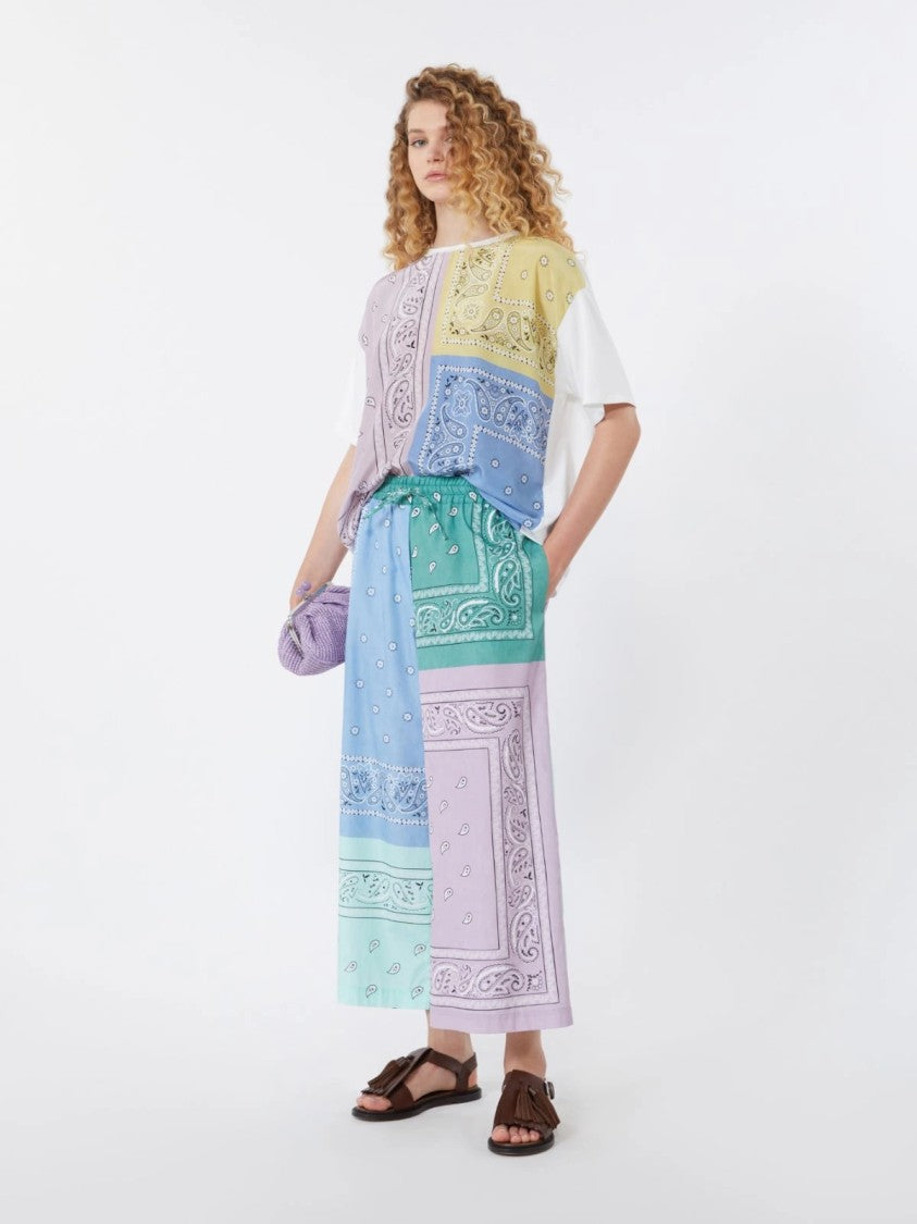 Max Mara Patchwork Wide-Leg Pants With Elastic Waistband