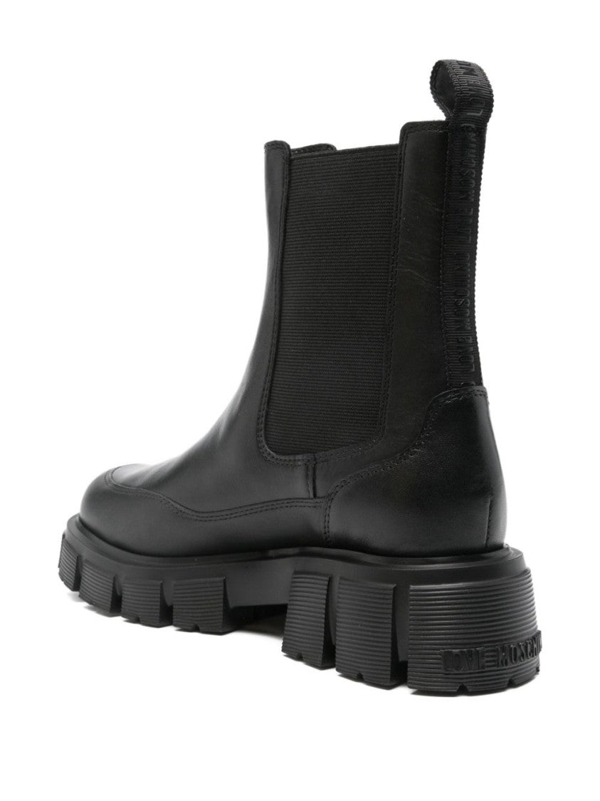 Love Moschino Black Ankle Boots With Sole