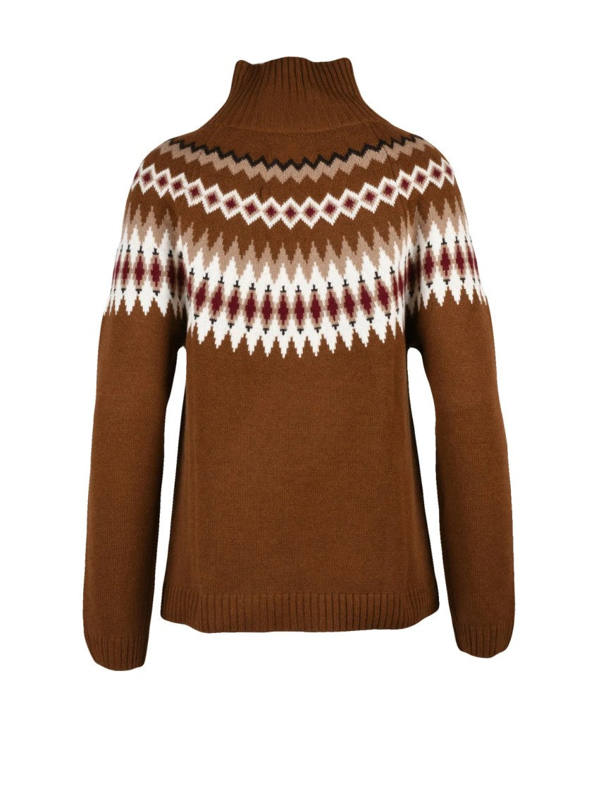Be You Turtleneck Sweater In 100% Cashmere With Geometric Pattern