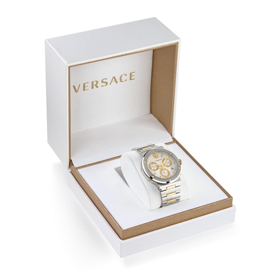 Versace Chrono Two-Tone Stainless Steel Watch With Greca Logo
