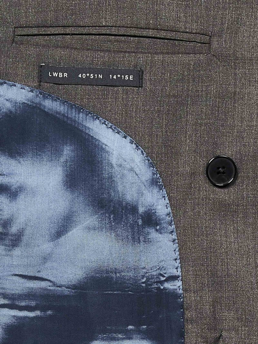 Low Brand Double-Breasted Blazer In Anthracite Brown Virgin Wool