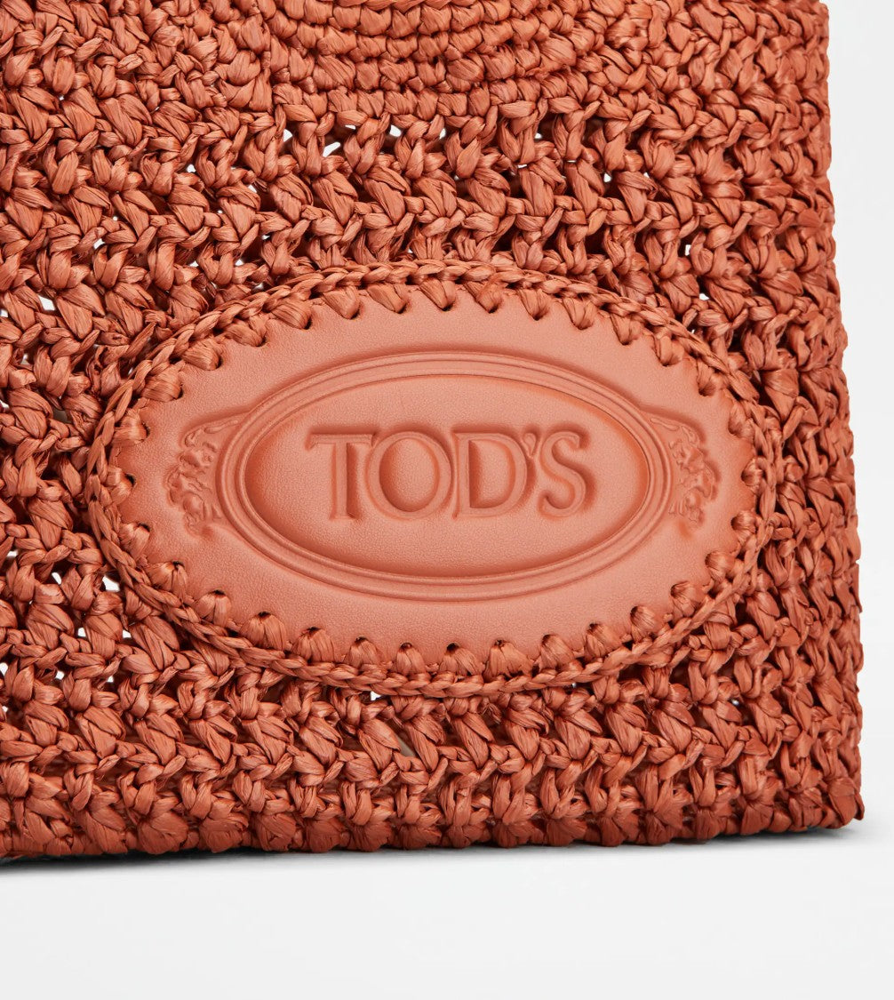 Tod's Textured Medium Tote Bag In Warm Terracotta