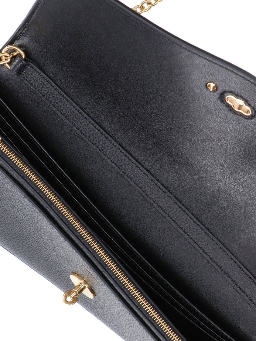 Mulberry "Darley" Chain Clutch In Black Calfskin