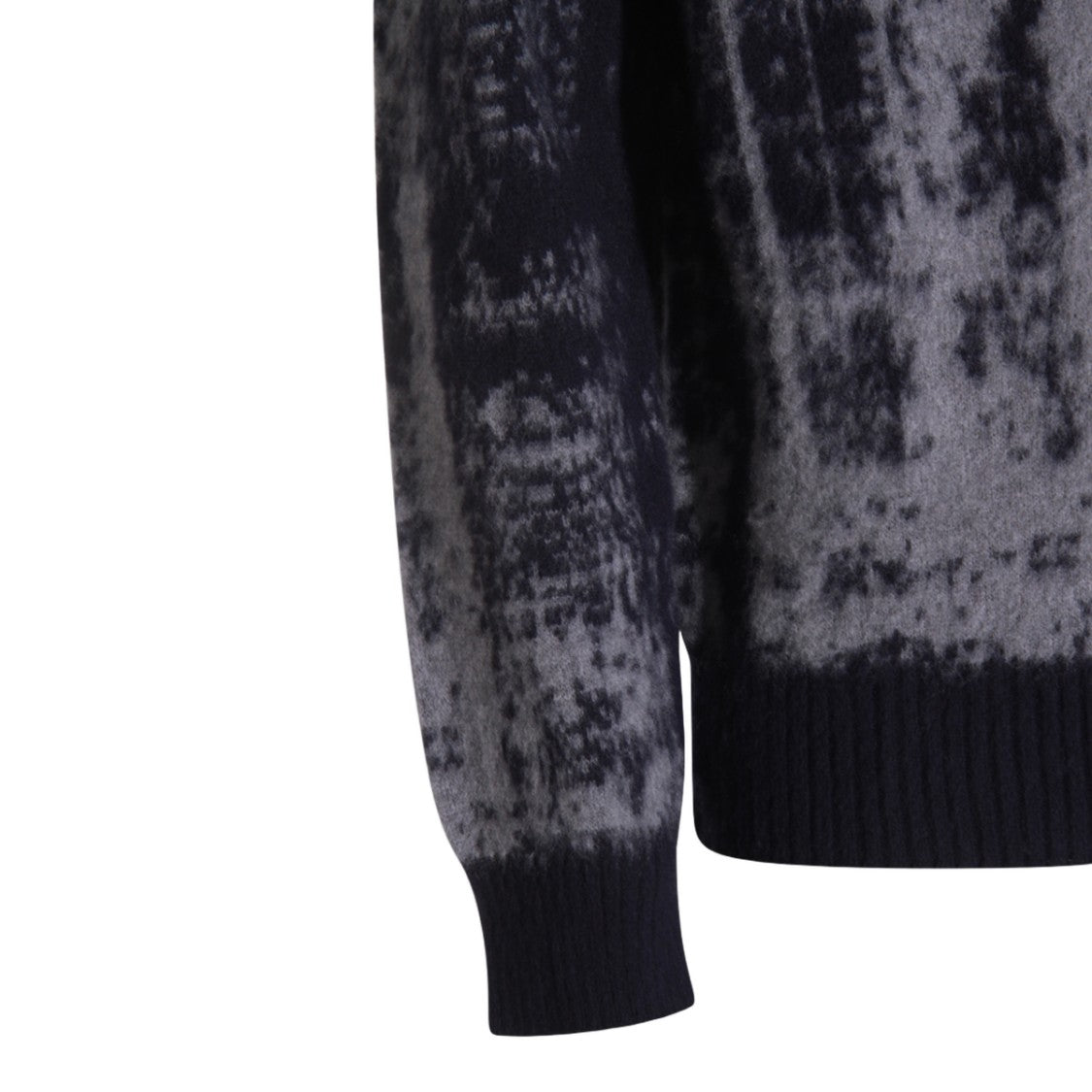 Piacenza Cashmere Textured Black Knit Sweater With Abstract Design