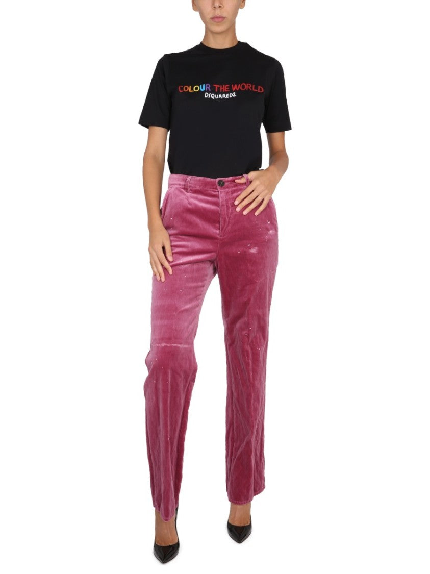 Dsquared2 Black T-Shirt With Colorful Logo Print