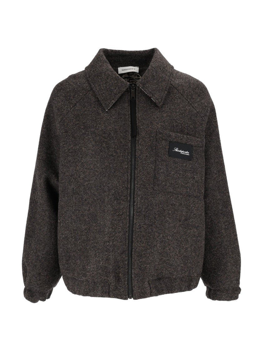 Shirt A Porter Boxy Cropped Textured Reversible Bomber Jacket
