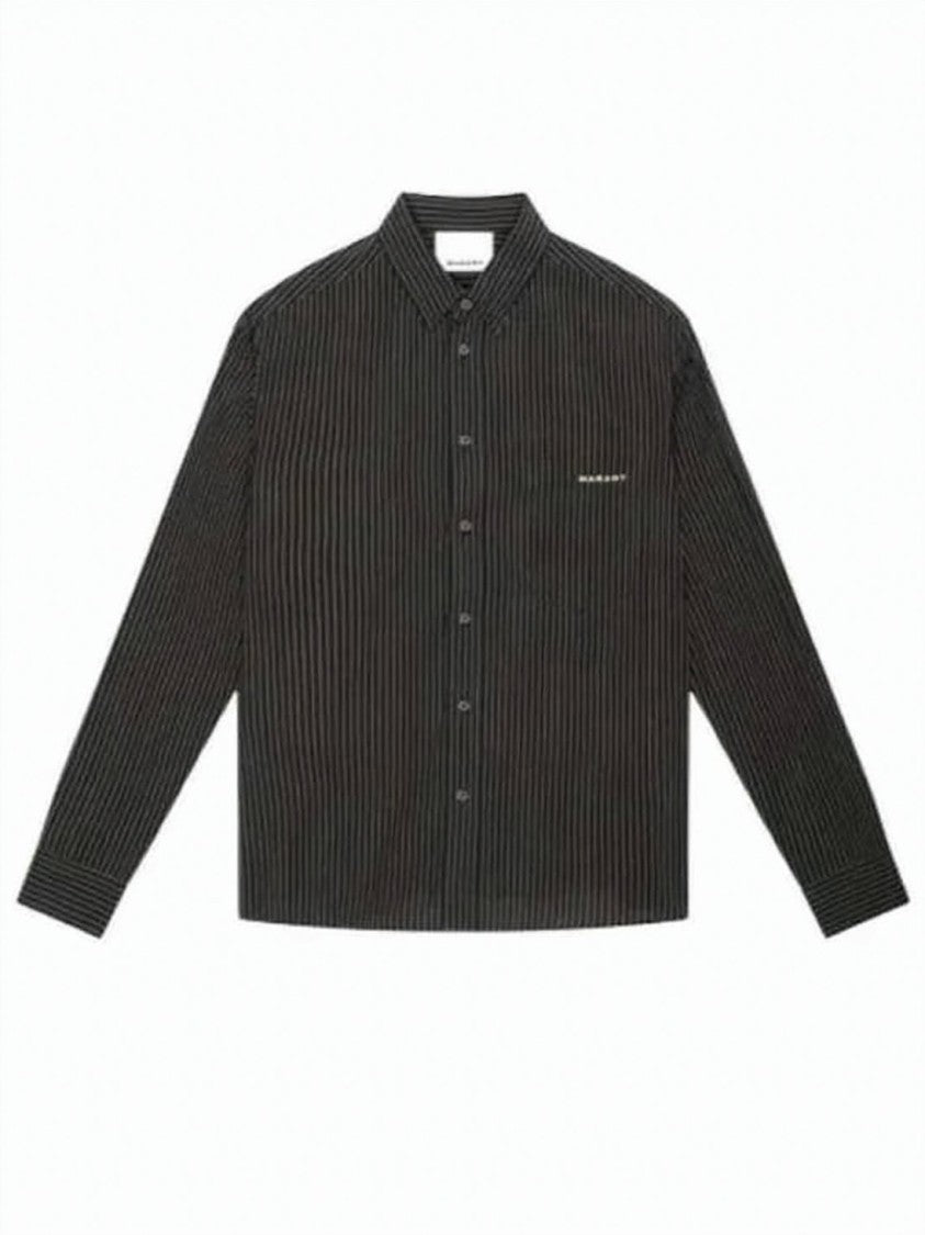 Isabel Marant Vertical Stripe Long-Sleeve Shirt With Classic Collar