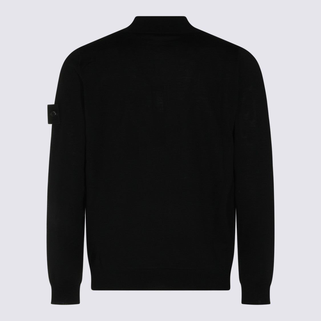 Stone Island Black Sweatshirt With Subtle V-Neck And Distinctive Patch