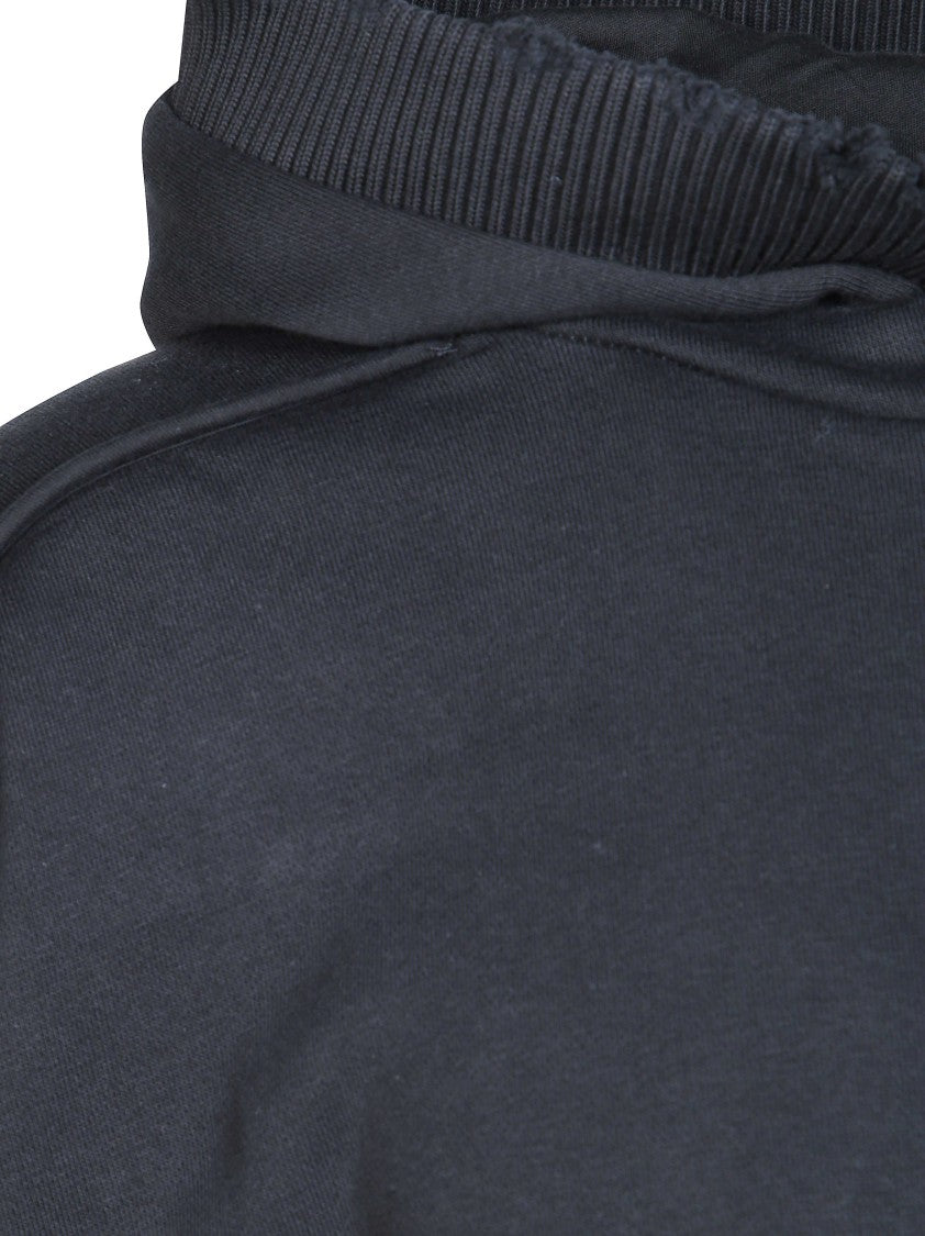 Thom Krom Relaxed Fit Black Hoodie With Unique Diagonal Seam Detail