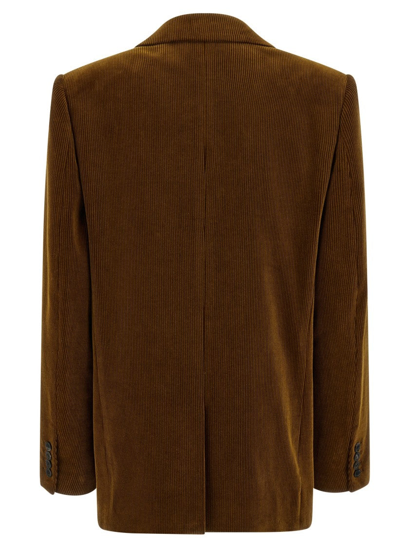Saint Laurent Double-Breasted Corduroy Blazer With Silk Lining
