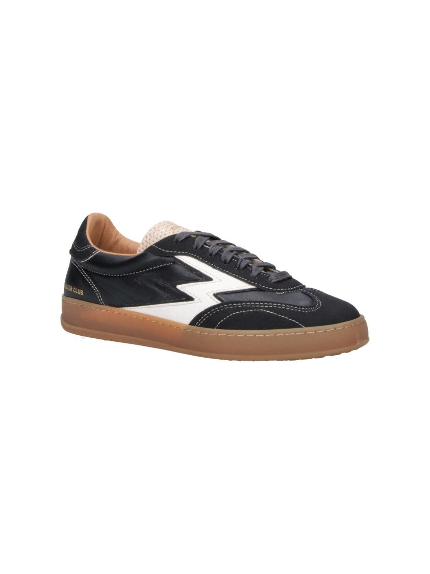 Master Of Arts Black Club Leather Suede Accent Sneakers