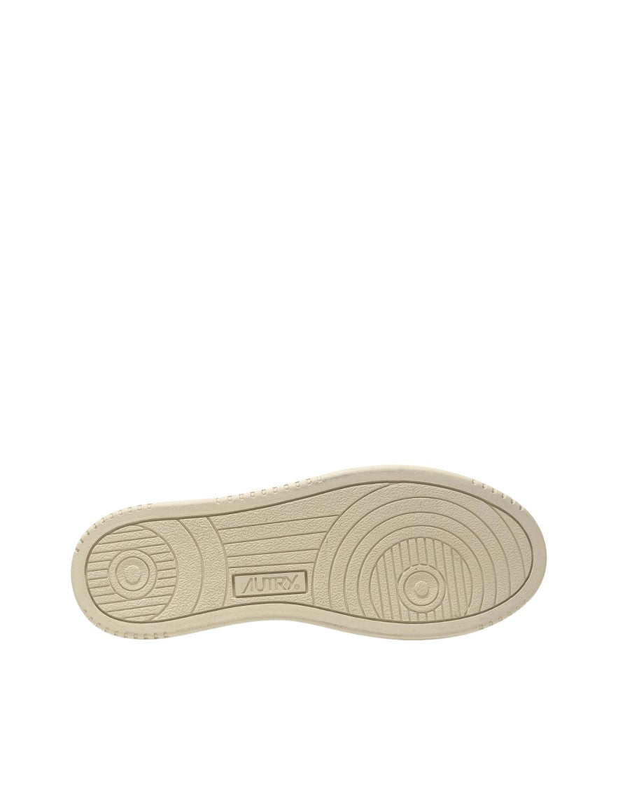 Autry Autry Medalist Low White Leather And Beige Suede Sneakers