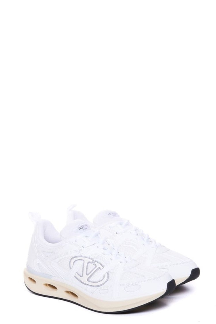 Valentino Garavani White Cutout Midsole Leather Sneakers