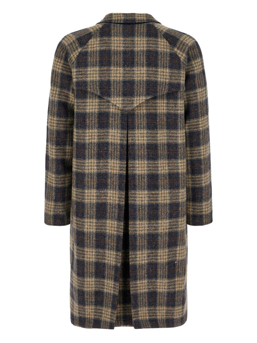 Kired Alpis Mid-Length Plaid Wool Coat