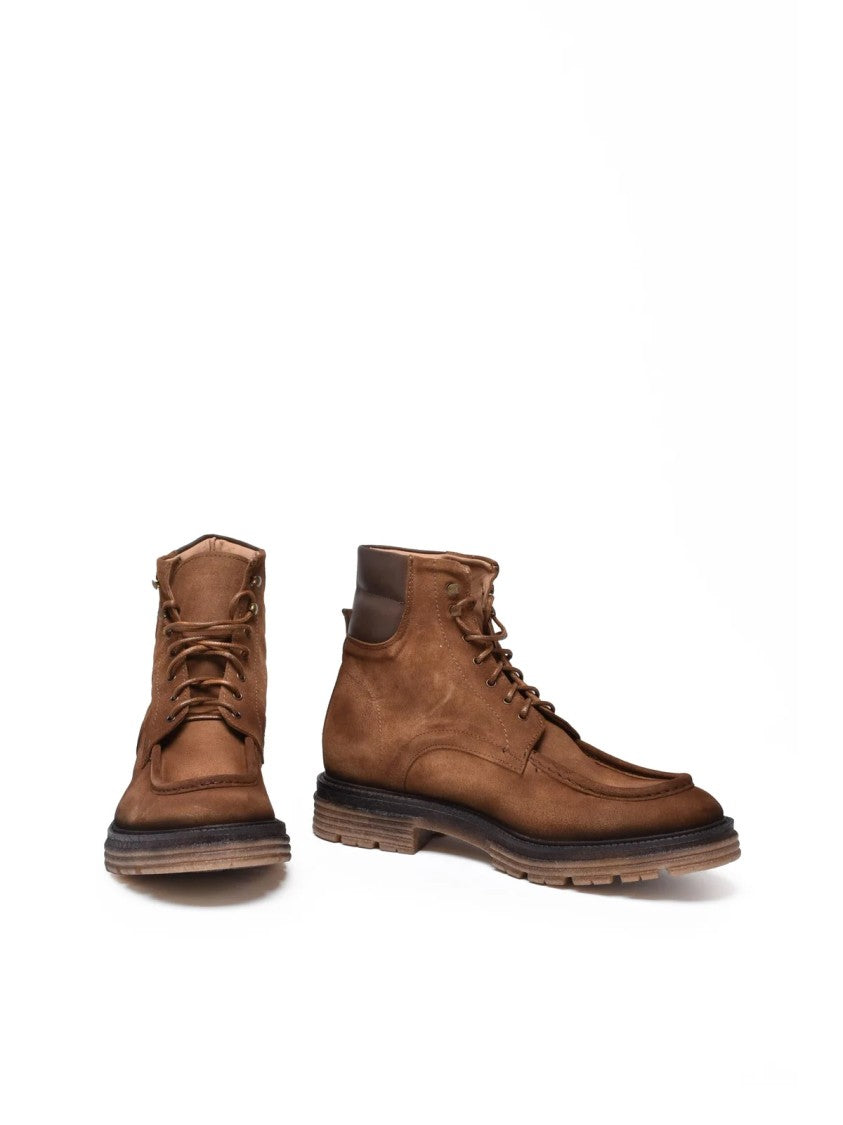 Paolo Pecora Brown Suede Lace-Up Ankle Boots