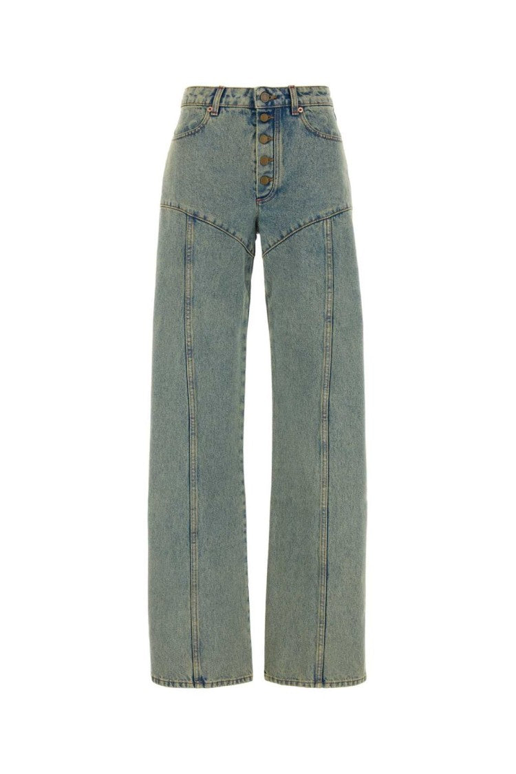 Marine Serre Straight-Leg Denim Pants