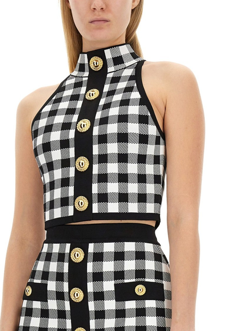 Balmain Fitted High-Neck Top