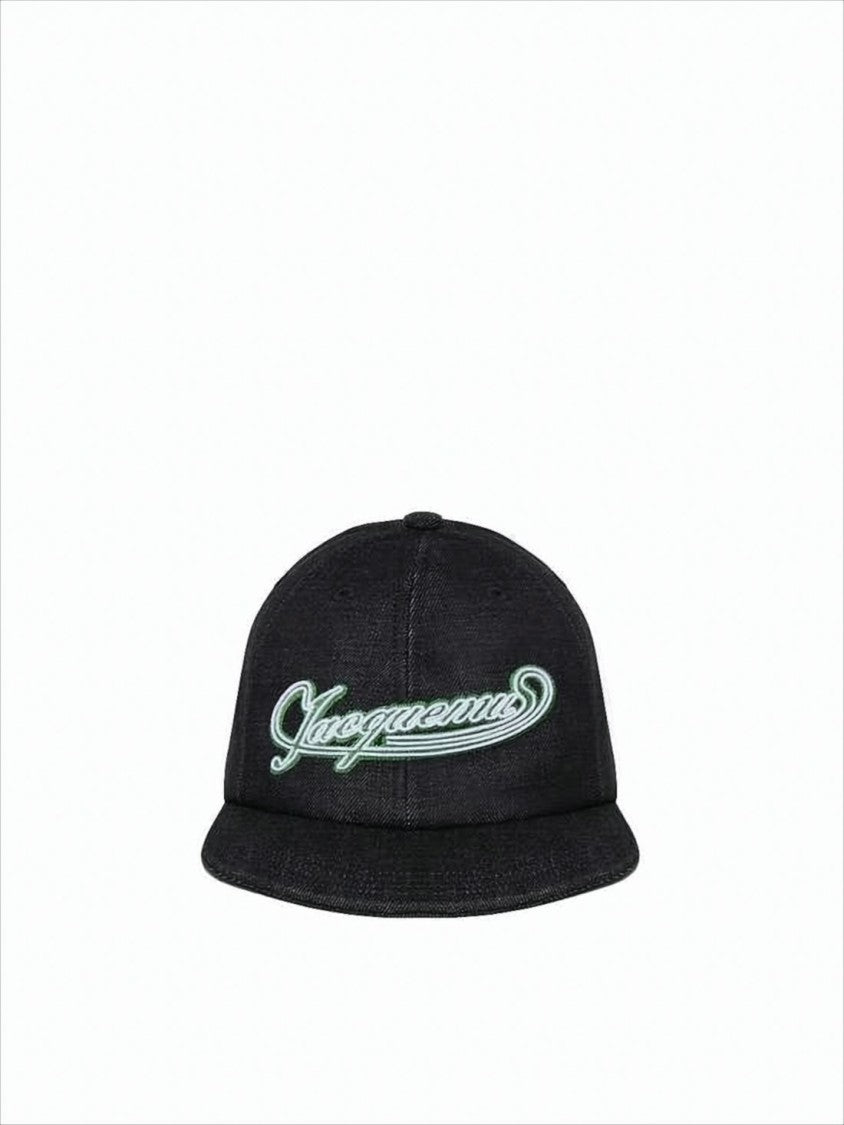Jacquemus Structured Black Cap With Embroidered Logo