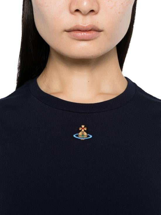 Vivienne Westwood Fitted Black Cotton T-Shirt With Emblem Detail