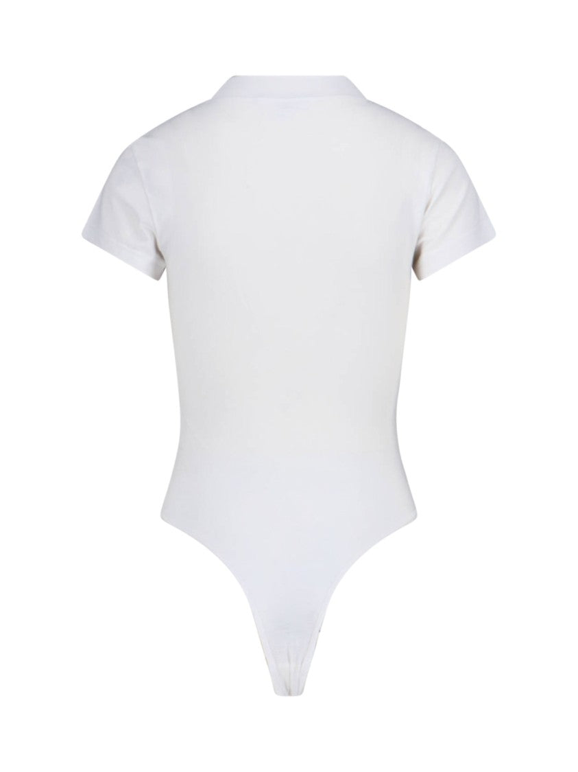 Alaïa Fitted Bodysuit With Contrasting Logo Embroidery