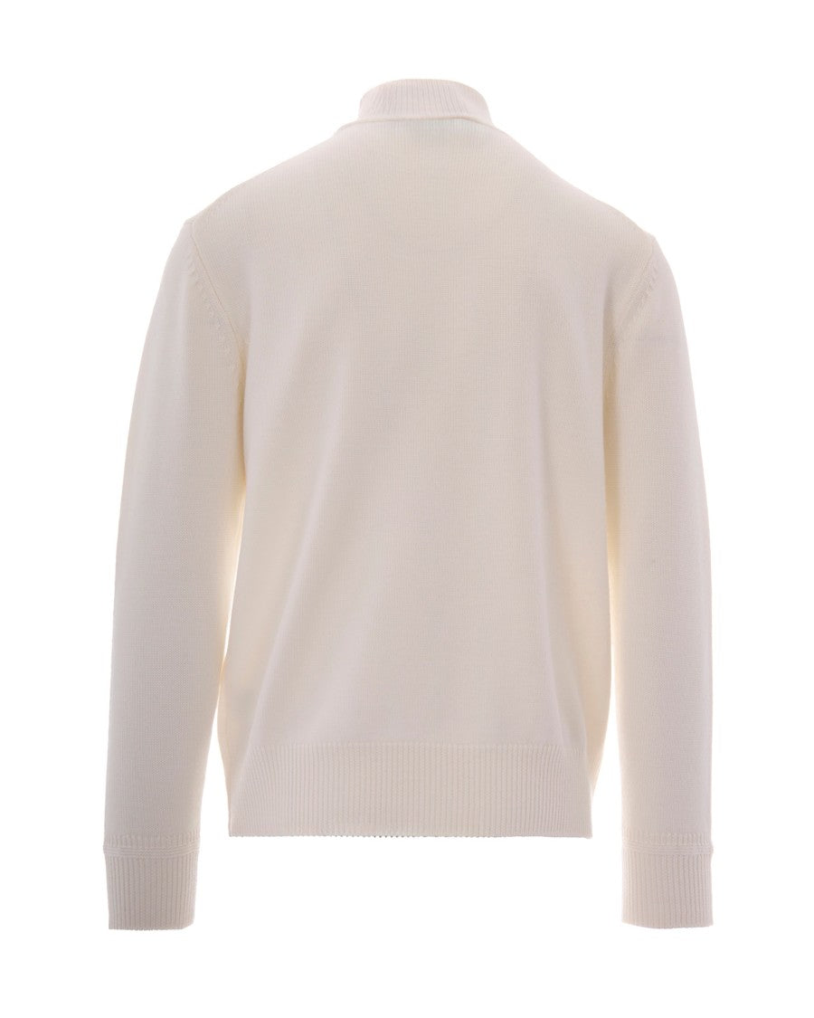 Paolo Pecora High Neck Sweater In Pure Virgin Wool With Ribbed Edges