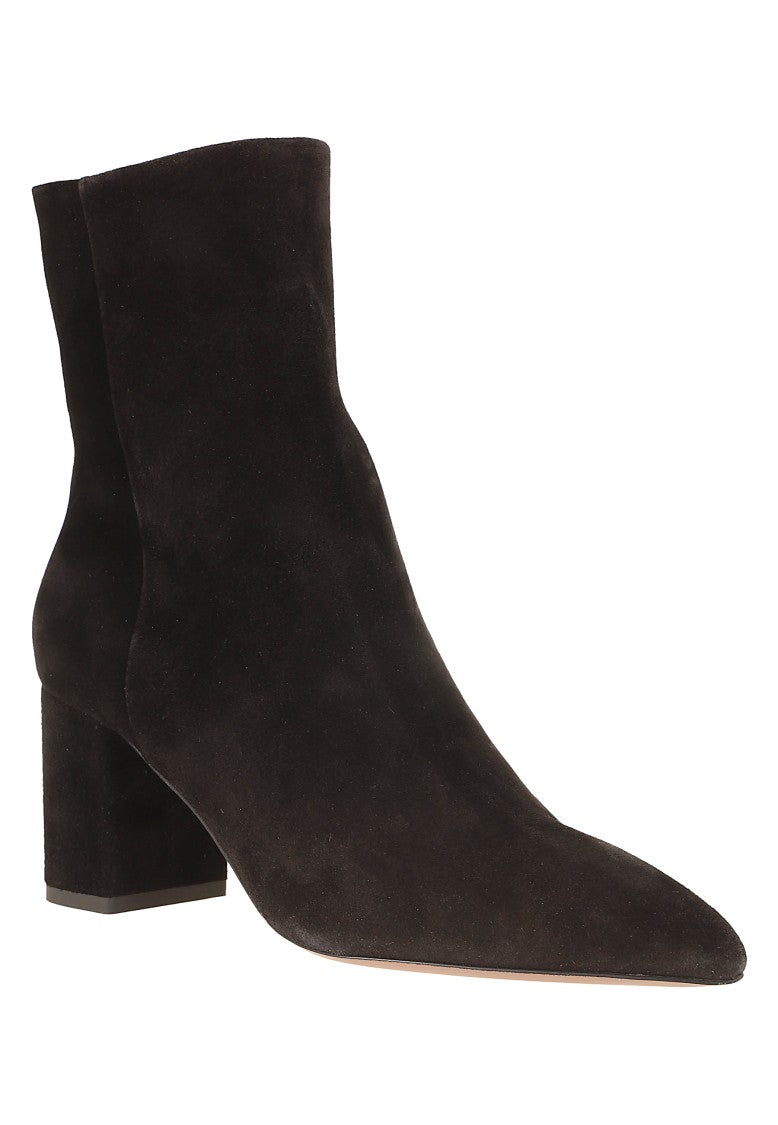 Paris Texas Anja 70 Pointed-Toe Suede Block Heel Ankle Boots