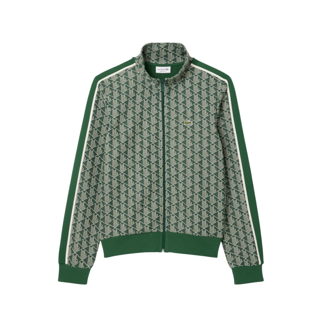 Lacoste Jacquard Knit Zip-Up Contrasting Stripe Sweatshirt